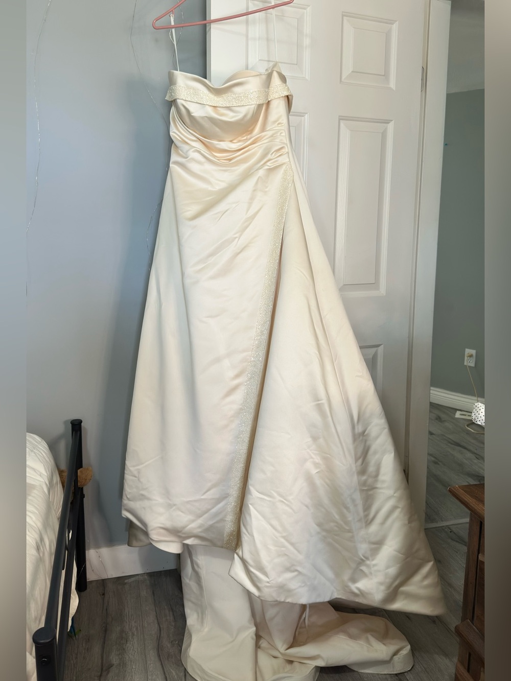 Monet Ivory Strapless Satin Wedding Gown